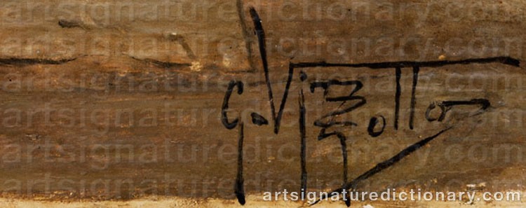 Authentic signature by Giuseppe VIZZOTTO ALBERTI on  artwork