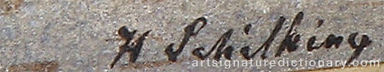 Authentic signature by Heinrich SCHILKING on  artwork