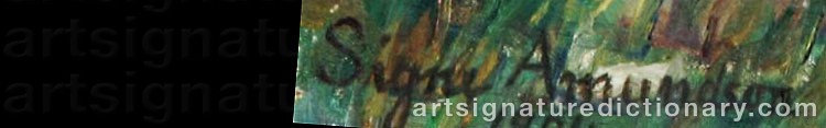 Authentic signature by Signe AMUNDSON on  artwork
