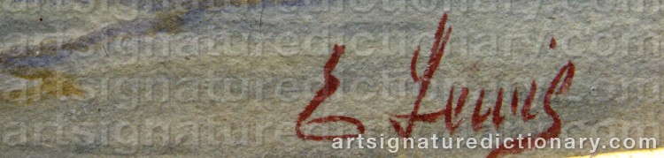 Authentic signature by Edmund Darch LEWIS on artwork