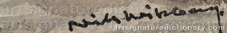 Authentic signature by Nils WIKBERG on Painting/Watercolour artwork