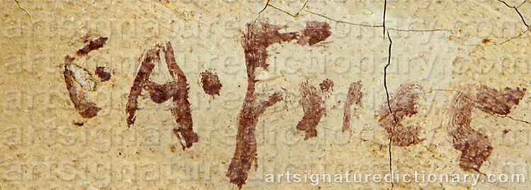 Authentic signature by Charles Arthur FRIES on artwork