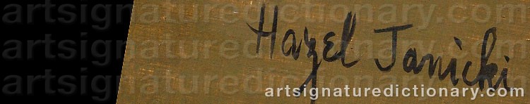 Authentic signature by Hazel JANICKI on artwork