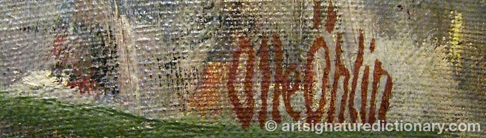 Authentic signature by Olle ÖHLIN on  artwork