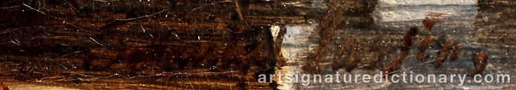 Authentic signature by Carl Frederick Emmanuel LARSEN on  artwork