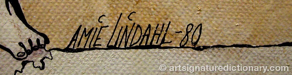 Authentic signature by Amie LINDAHL on  artwork