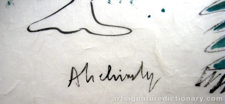 Close-up details showing Pierre ALECHINSKY signature forgery characteristics