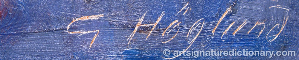 Authentic signature by Gustaf HÖGLUND on  artwork