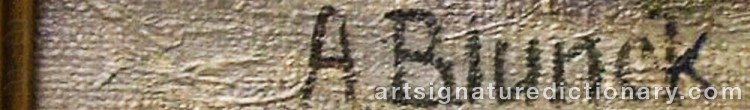 Authentic signature by August BLUNCK on  artwork