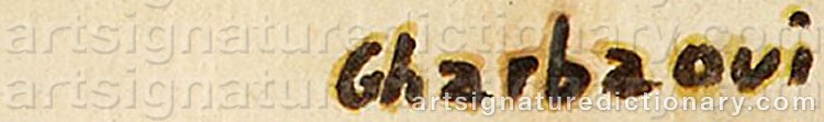 Authentic signature by Jilali GHARBAOUI on artwork