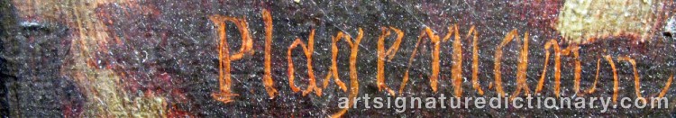 Authentic signature by Carl Gustaf PLAGEMANN on  artwork