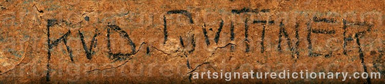 Authentic signature by Rudolf QUITTNER on  artwork