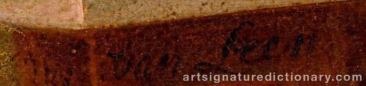 Authentic signature by Willem Van LEEN on  artwork