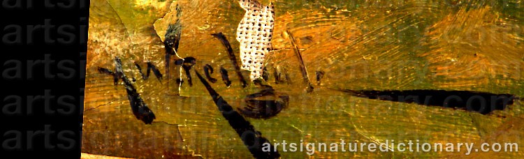 Authentic signature by Arthur William REDGATE on  artwork