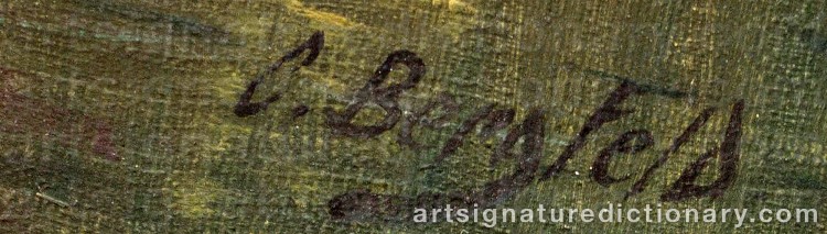 Authentic signature by Carl BERGFELD on Painting/Watercolour artwork