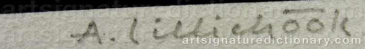 Authentic signature by Axel LILLIEHÖÖK on  artwork