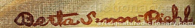 Authentic signature by Berta Maria SVENSSON-PIEHL on artwork