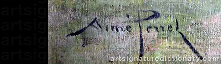 Authentic signature by Aimé PERRET on artwork
