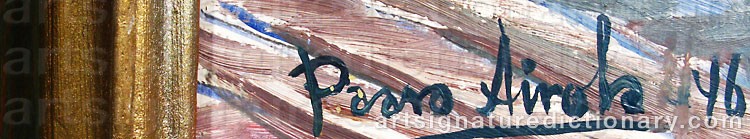 Authentic signature by Paavo AIROLA on artwork
