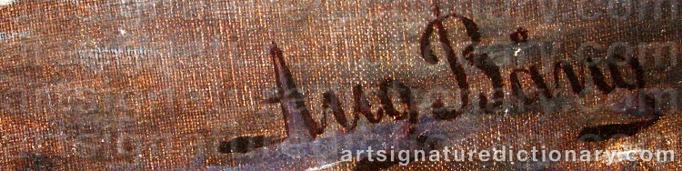 Authentic signature by August BÅNG on  artwork