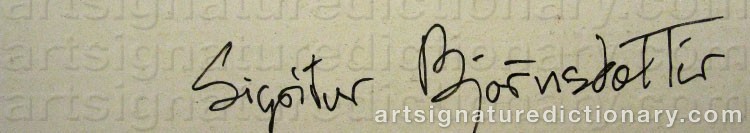 Authentic signature by Sigridur BJÖRNSDOTTIR on  artwork