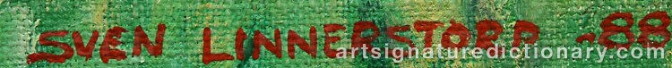 Authentic signature by Sven LINNERSTORP on  artwork