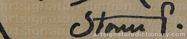 Authentic signature by Robert STORM-PETERSEN on  artwork
