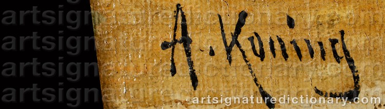 Authentic signature by Arnold Hendrik KONING on  artwork