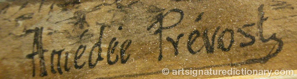 Authentic signature by Amédée PRÉVOST on  artwork