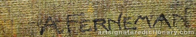 Authentic signature by Albin FERNEMAN on  artwork
