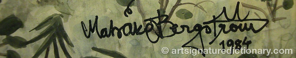 Authentic signature by Mats Åke BERGSTRÖM on  artwork