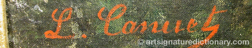 Authentic signature by Louise CANUET on artwork