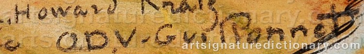Authentic signature by Octave Denis Victor GUILLONNET on artwork