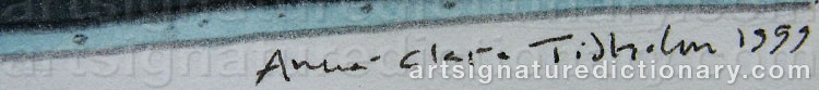 Authentic signature by Anna-Clara TIDHOLM on artwork