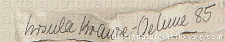 Authentic signature by Ursula KRAUSE-OEHME on  artwork