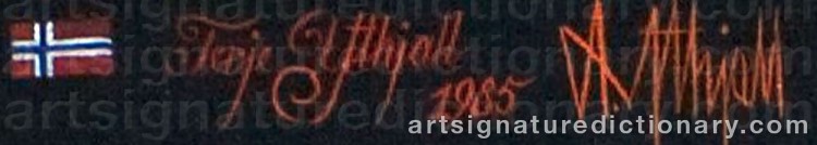 Authentic signature by Terje YTHJALL on artwork