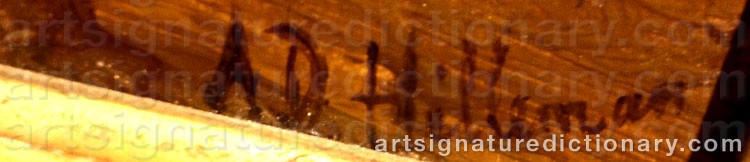Authentic signature by Anton Derek HILLEMAN on  artwork