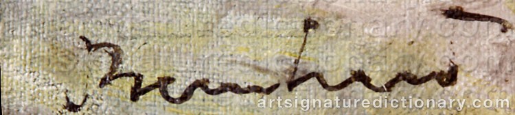 Authentic signature by Bernhard PETERSEN on  artwork