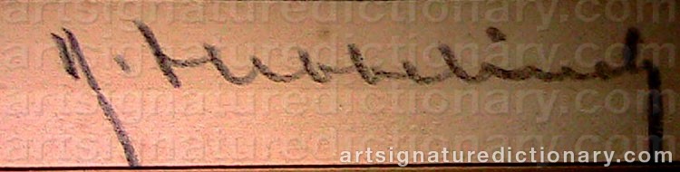 Authentic signature by Roger HEBBELINCK on Painting/Watercolour artwork