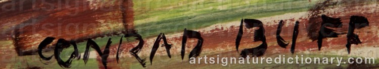 Authentic signature by Conrad BUFF on Painting/Watercolour artwork
