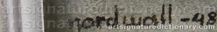 Authentic signature by Inga NORDWALL on artwork