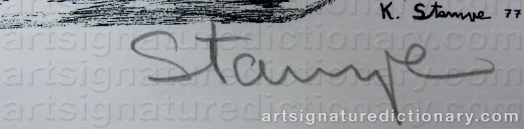 Authentic signature by Knud STAMPE on  artwork