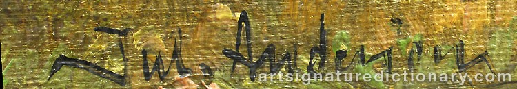 Authentic signature by Julius ANDERSEN on  artwork