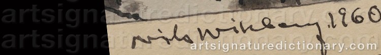 Authentic signature by Nils WIKBERG on Painting/Watercolour artwork