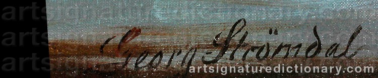 Authentic signature by Georg STRØMDAL on  artwork