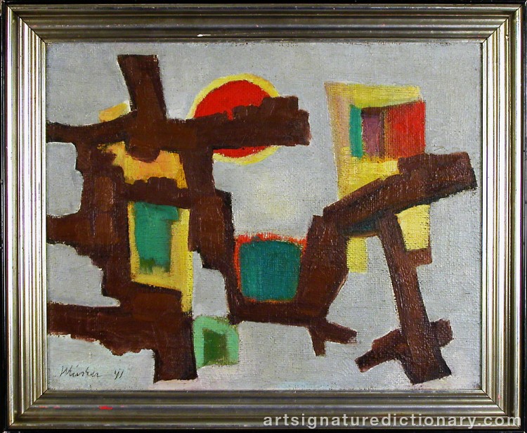 Close-up details showing Fritz WINTER signature forgery characteristics