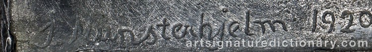 Authentic signature by John MUNSTERHJELM on  artwork