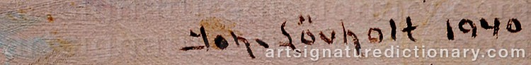 Authentic signature by Johan LÖVHOLT on  artwork
