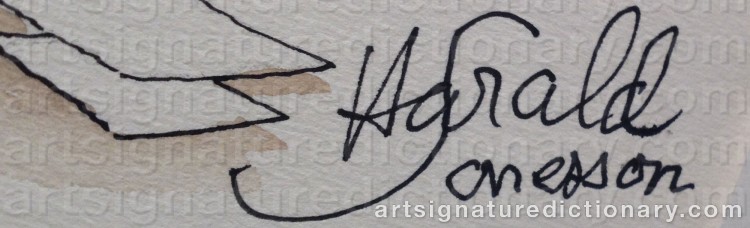 Authentic signature by Harald SONESSON on artwork