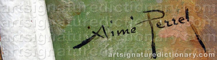 Authentic signature by Aimé PERRET on artwork